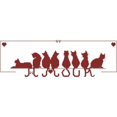Top Quality Beautiful Lovely Counted Cross Stitch Kit A Row of Cats Eight Cats Cat Kittens