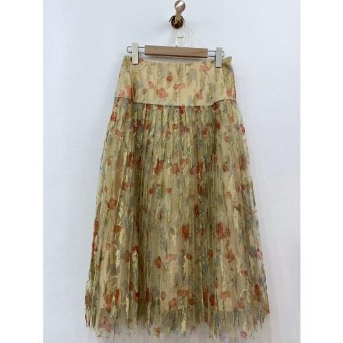 Summer Luxury 2021SS New Women Prints Mesh Pleated Casual Skirt For Ladies Gdnz 5.15