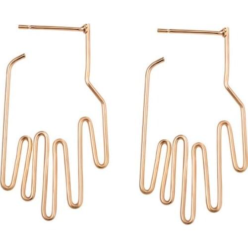 Hollow Metallic Stick Hand Frame Women Silver Plated Golden Black Punk New Design Stud Earrings