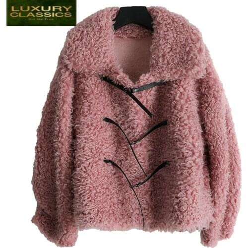Female Real Fur Coat Autumn Winter Clothes 2021 Korean Vintage Sheep Shearing Jacket Women 100% Wool Coat Tops Hiver 2677