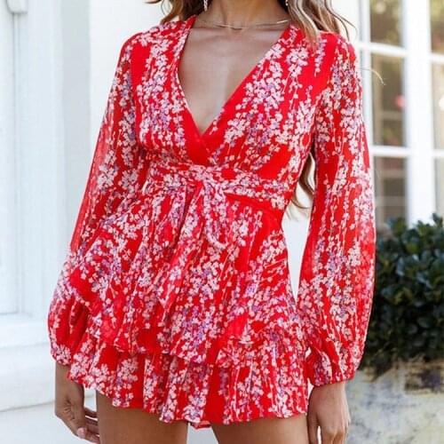 Manyiwei Women Dress Spring V Neck Chiffon Print Dress Self-tie Knot Front Ruffle Short A Line Party 2021 maxi