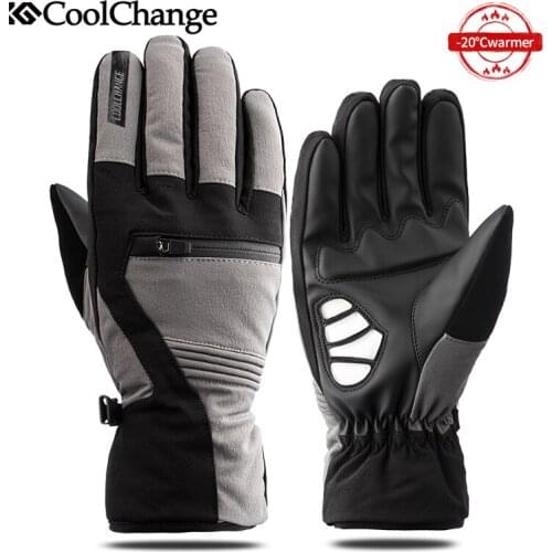 CoolChange Bicycle Winter Gloves Waterproof Windproof Thermal Thick Cycling Gloves Anti-slip Long Finger Bike Gloves Equipments