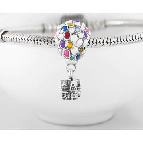 Authentic S925 Silver Dangle Charm Balloons & House Pendant Bead fit Lady Bracelet Bangle Girl Birthday Gift DIY Jewelry