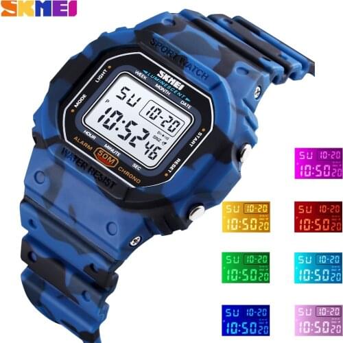 SKMEI Outdoor Digital Men/Women Watches Sport Chrono Colorful LED Display Electronic Bracelet Clock Waterproof Male Wristwatch