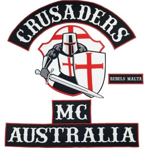 CRisaders Australia MC White Label Embroidered Soldier Cool Badge Customized Full Set Patch Iron on Biker Jacket Clothing