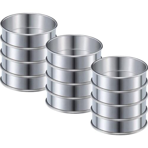 Double Rolled Tart Rings Stainless Steel Round Muffin Rings Metal Crumpet Rings Molds for Making Crumpet,Tart,Muffin 12