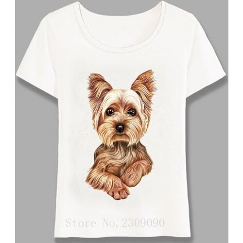 New Summer Colorful Yorkshire Terrier Art Painting T-Shirt Cute Women T-shirt Love My Dog Tops Fashion Girl Casual Tees Harajuku