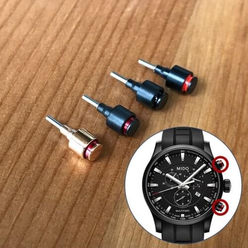 Carbon fibre+steel pusher button for MIDO Multifort 42mm M005.417 quartz watch parts tools