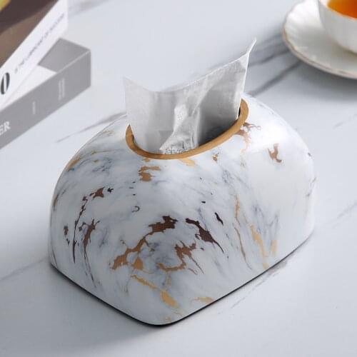 New Ceramic Marbling Tissue Box, Modern Living Room, Household Paper Box, Coffee Table, Desktop Napkin Box, Colorful Paper Box