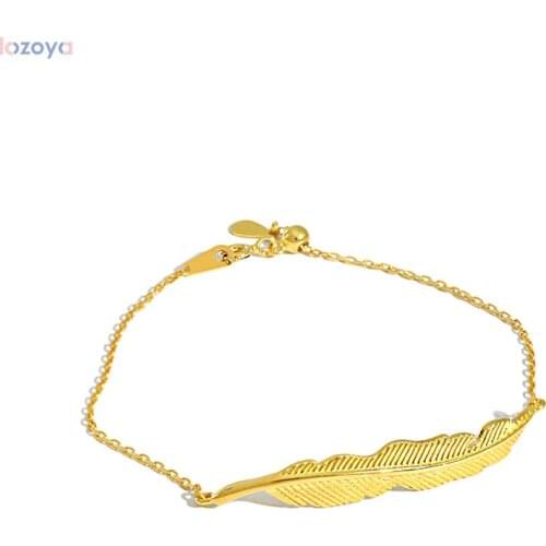 LOZOYA New 925 Sterling Silver Gold Big New 2021 Fine Jewelry Leafs Chain Bracelet Rock Punk Jewelry Fashionable Luxury