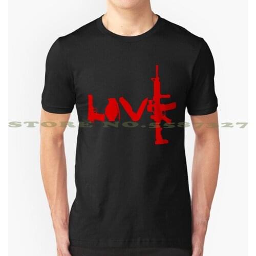 Love Weapons - Version 3 - Red Fashion Vintage Tshirt T Shirts Love Death Kill Battlefield Battle Field Dangerous Danger Stay