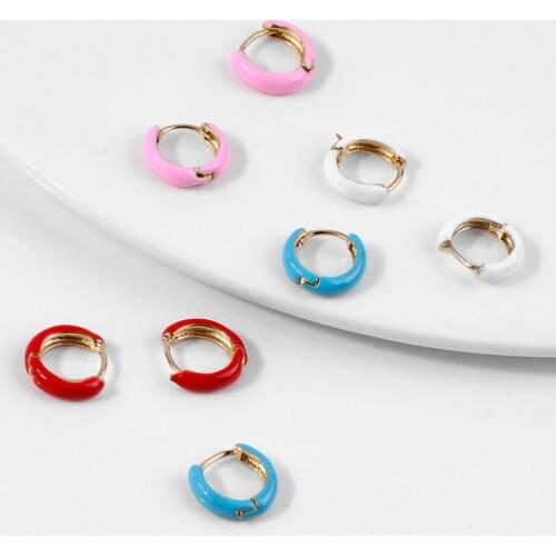 Copper Drop Oil Circle Multicolor Hoop Earrings For Teens Women Round Stud Earrings Novelties 2021 Trend Brincos Egirl Jewelry