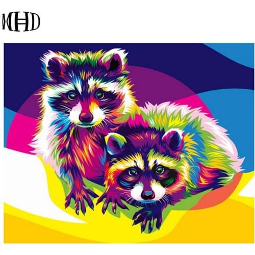 MHD Full Square 3D Diamond Mosaic Color Animal DIY Diamond Embroidery Mosaic Crystal Decoration Diamond Cross Stitch Handcraft
