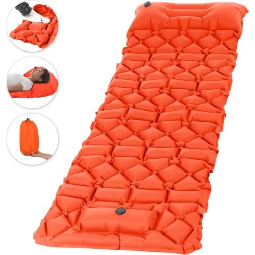 Inflatable Sleeping Pad Mat with Pillow Foot Pump Air Mattress for for Backpacking Hiking Traveling Mattress Camping Mat