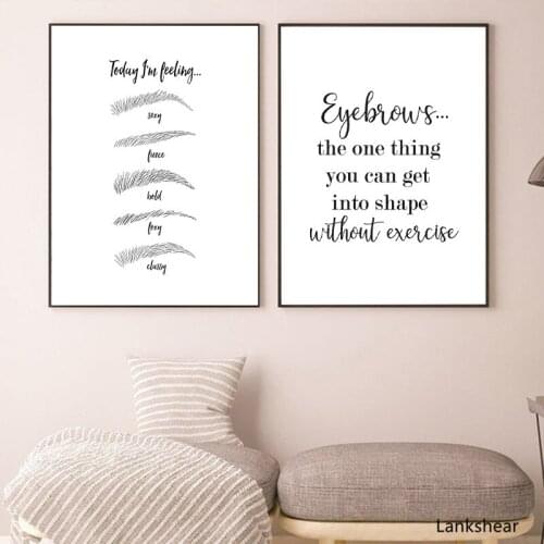 Makeup Wall Art Print Eyebrow Beauty Canvas Painting Black and White Wall Pictures Makeup Artist Gift Girls Room Wall Decor