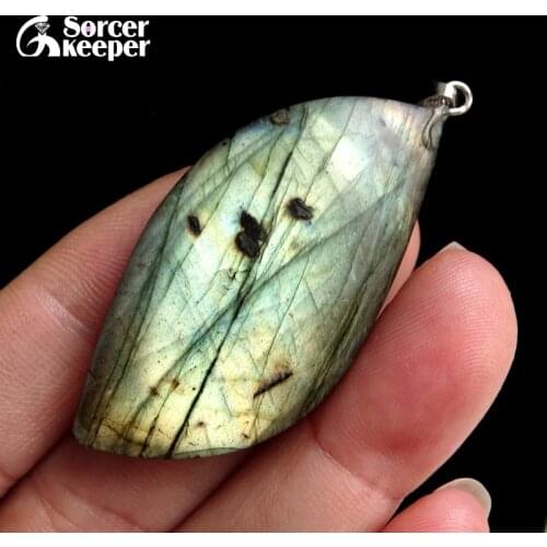 Real Natural Gray Moonstone Raw Gem Stone Ornament Handicraft Rainbow Labradorite DIY Crystal Pendant Necklaces for Gift BE934