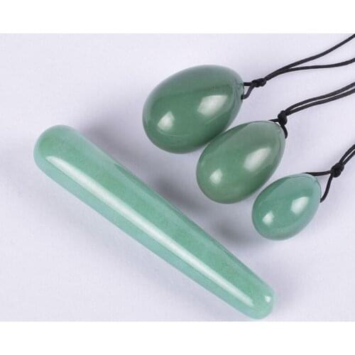 Jade Yoni Egg Massage Wand Set Drill Crystal Natural Aventurine Mineral Stone Ball Kegel Exercise Tool Health Care Pelvic Vagina