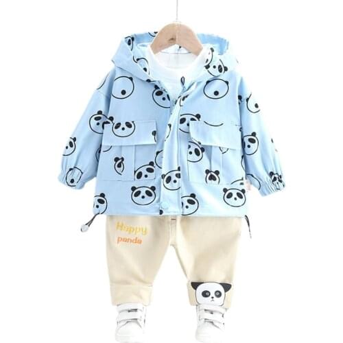 New Autumn Baby Clothes Children Boys Girls Cartoon Sports Hooded Jacket Pants 2Pcs/Sets Toddler Casual Costume Kids Tracksuits