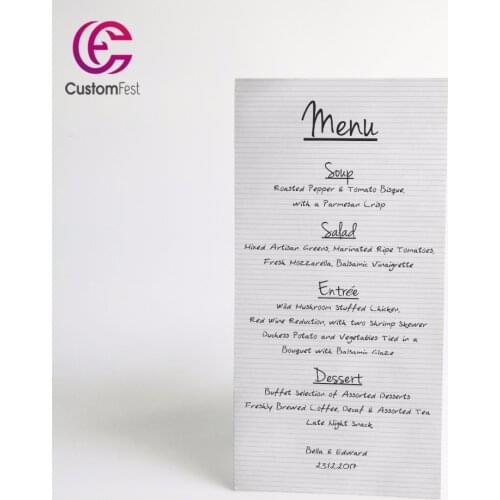 Personalized menu silver strings menu whole set available MU038