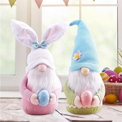 Plush Easter Gnome Rabbit Shape Doll With Easter Egg For Girl Room Decor Gifts