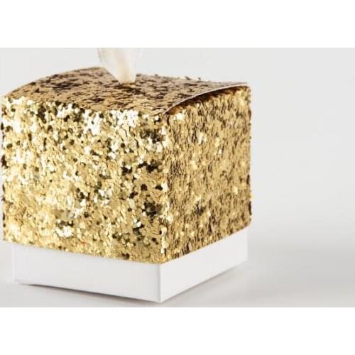 Wedding Party Favors And Gifts Candy Box "All That Glitters" Gold Glitter Favor Bag Box For Guest LX1714