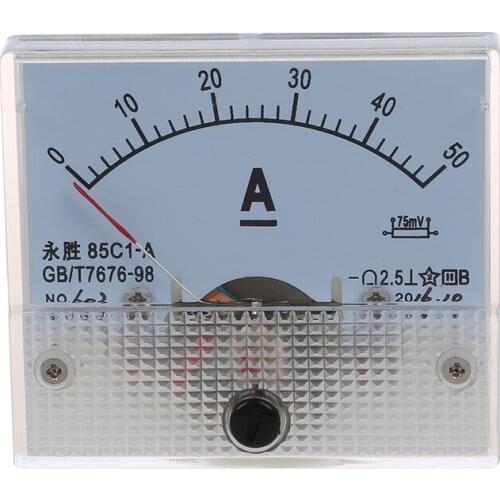 85C1 DC 0-50A Rectangle Analog Panel Ammeter Gauge
