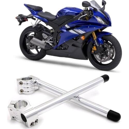 1Pair Motorcycle Handlebar Clip On Ons Fork Motorbike Cafe Racer Racing Adjustable Handle Bar 31-52mm Chrome CNC Aluminum