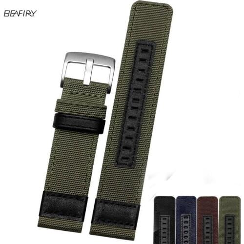 BEAFIRY Nylon Watch Band 20mm 22mm 24mm Breathable Strap for Women Men Watchbands sports black blue coffee army green