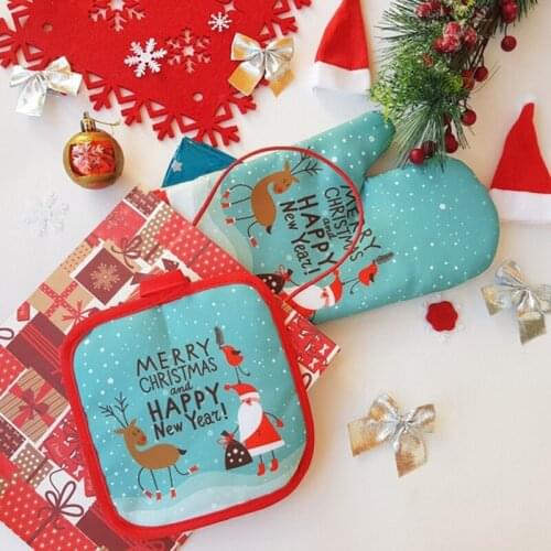 Merry Christmas Oven Kitchen Mat Baking Anti-Hot Gloves Pad Christmas Decoration For Home Xmas Ornaments Natal Navidad New Year