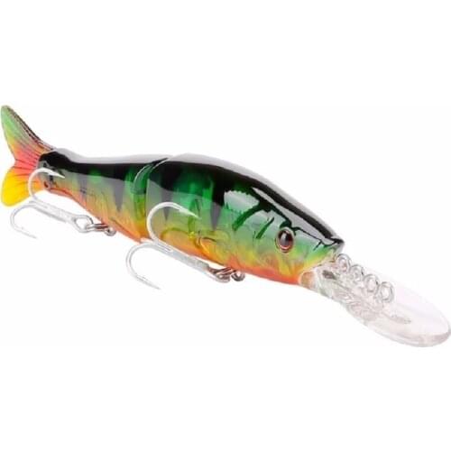 1Piece Minnow Fishing Lure SK042 Hard Bait 13.5g 100mm/3.94in 2 Sections Soft Tail Jerkbait VMC Hooks for Carp Fishing