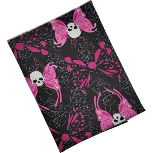 Width 140cm Charming Skull Fabrics Black 100% Cotton Fabric butterfly Skull Print Cloth Patchwork Sewing Material Diy Girl Dress