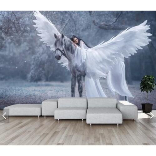 Nordic Forest Wing Horse Girl Angel Wall Murals Wallpaper Printed Photo Wall Murals for Bedroom Wall Paper Roll Wall Coverings