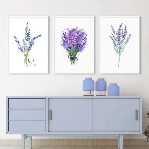 Nordic Lavender Purple Floral Modern Poster Canvas Painting Wall Art Print Pictures for Living Room Interior Home Decoration