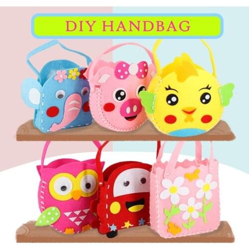 Non-Woven Fabric DIY Handbag Kids Craft Toy Mini Bag Non-woven Cloth Colorful Handmade Bag Cartoon Animal Children Handbags