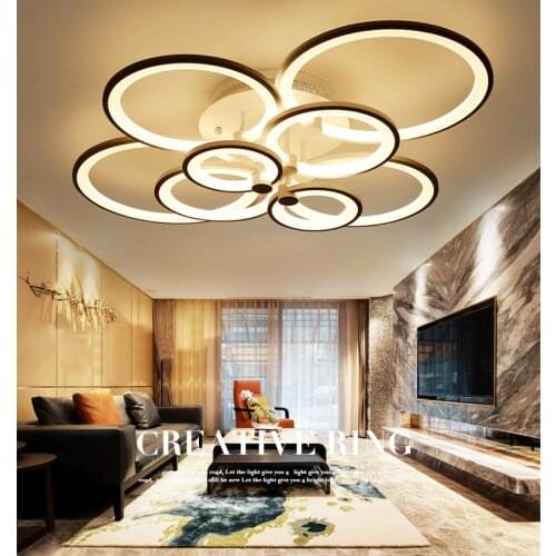 Dimming+Remote control living study room bedroom modern led chandelier white or Black surface mounted led chandelier fixtures