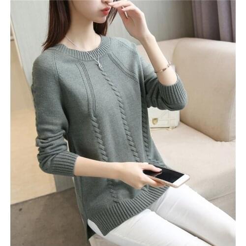 2018 Autumn Women Sweater Outerwear New Style Fashion O-neck Pullover Winter Casual Solid Female Sweater NS3990