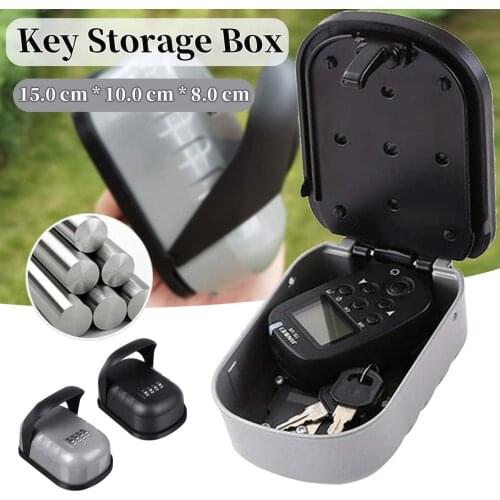 Waterproof Key Lock Box Wall Mounted 4 Digit Combination Key Storage Lock Box Indoor Outdoor Aluminum alloy Key Safe Storage Box