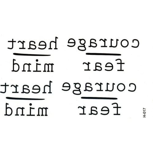 Courage/heart/ fear/mind Waterproof temporary tattoos sticker fake tattoo henna tatoo tatouage pesca body feminino tatuajes