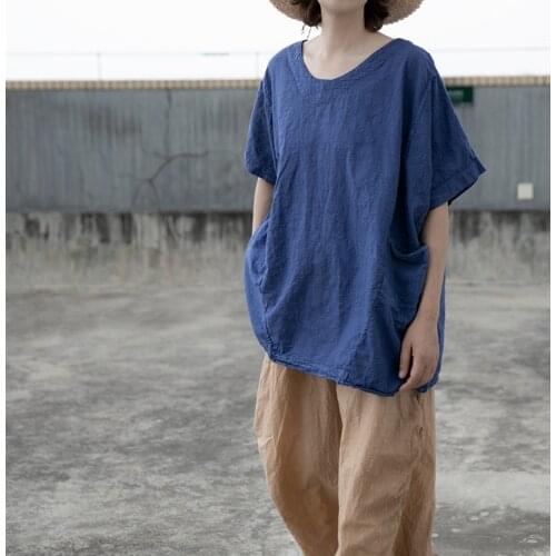 Women Summer Cotton Linen Short Sleeve Tops Ladies Loose Shirt Female Blouse 2021 Vintage Cotton Linen Shirts