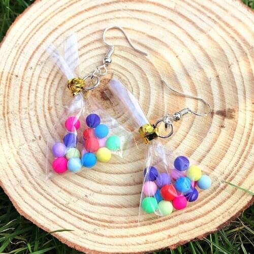 1Pair Women Bag Drop Earrings Mini Simulation with Ball Handmade Jewelry For Children