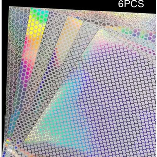 10pcs 20x10cm Sticker DIY Modified Fish Scale Flash Lure Bait Tape 6 Color Tapes Holographic Reflective Artifical Bait Tackle