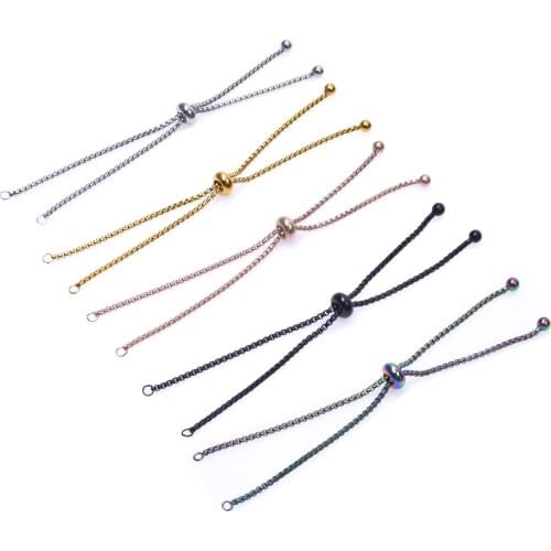 10Pcs Stainless Steel Punk Style Chain Charms Buckle Adjustable Bracelet For Locket Pendant For Women Female Gift Jewelry Making