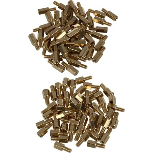 100Pcs Brass Screw Thread PCB Stand-Off Spacer M3 Male X M3 Female - 50 Pcs 15 X 5Mm & 50Pcs12 X 5Mm