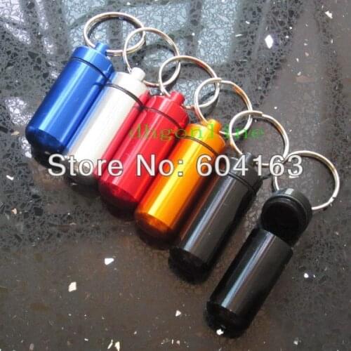 100 Waterproof Keyring Capsule cash Stash Keyring key pill box money Clip 50mm x 17 mm MIX color WS