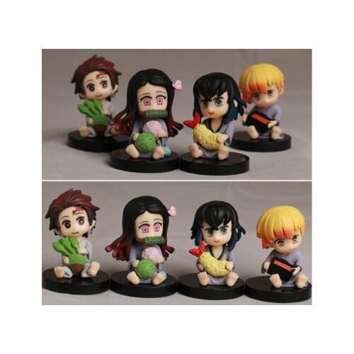 4pcs/set Demon Slayer Character Cute Kamado Tanjirou Kamado Nezuko Figure Model Toys