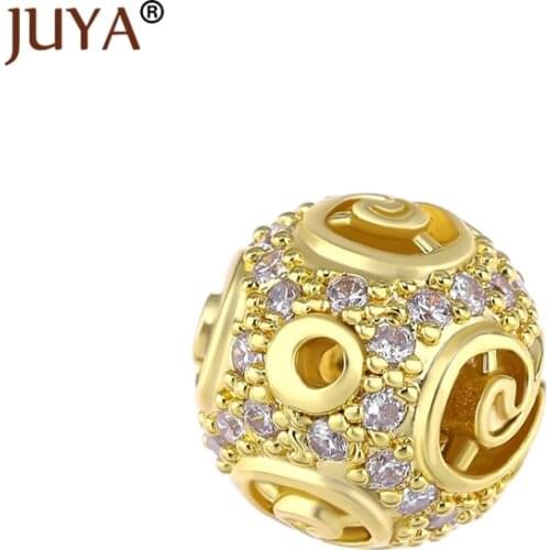 5 Pcs wholesale high quality Copper Metal Pave AAA Zircon Rhinestone Spacer Ball Beads Accessories For DIY Jewellery Making