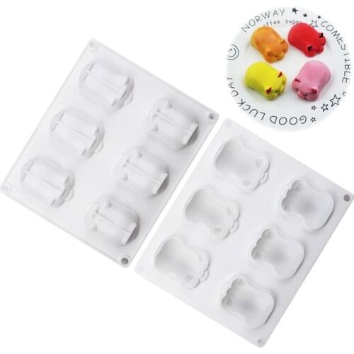 6 Cavity Pig Silicone Cake Mold for Chocolate Mousse Bread Jelly Pudding Ice Cream Dessert Bakeware Pan Soap Decorating Tools