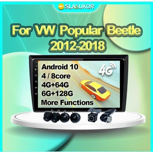 6+128G For VW Popular Beetle 2012 2013-2018 Android Auto Multimedia Video Car Radio Navigation GPS 4G Carplay DVD No 2din 2 din