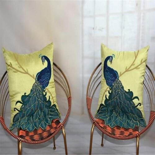 Free Shipping Classical Peacock Throw Pillow With Inner 45x45cm 18Inch Embroidery Stain Cushion Chair Mat Bloster Home Decorate