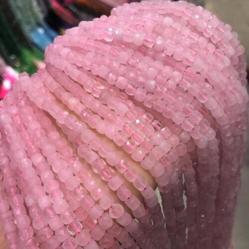 Natural Stone Beads Section Square Pink Crystal Punch Loose Beads For Jewelry Making DIY Necklace Bracelet Earrings Accessory